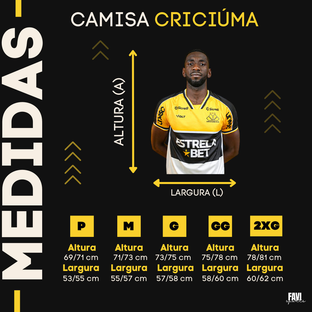 tabela tamanho camisa criciuma
